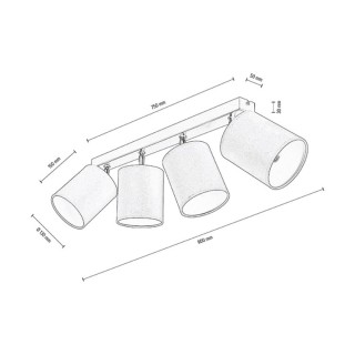 Plafonnier en Métal Noir et Papier peint Beige ,4xE27 Max.25W,MATEO,87800404
