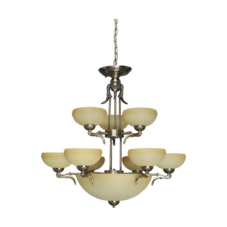 Lustre/Suspension en Métal Patiné et Verre Écru ,12xE27 Max.60W,CREMONA,5091201 Lustre/Suspension en Métal Patiné et Verre Écru ,12xE27 Max.60W,CREMONA,5091201