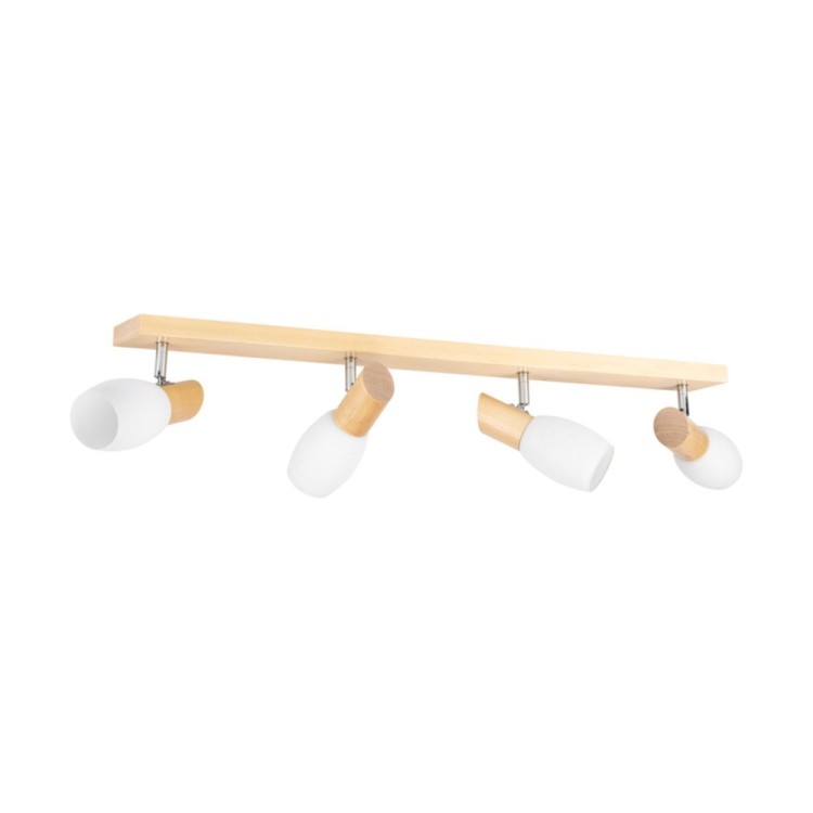 Plafonnier en Bois de bouleau et Verre Blanc ,4xE14 Max.40W,BIRGIT,2046017020766 Plafonnier en Bois de bouleau et Verre Blanc ,4xE14 Max.40W,BIRGIT,2046017020766