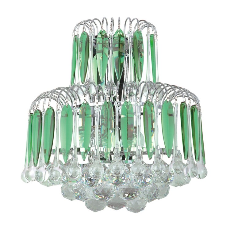 Applique en Métal Chromé, Verre Transparent et Vert,2xE14 Max.40W,GRENADA,5100209 Applique en Métal Chromé, Verre Transparent et Vert,2xE14 Max.40W,GRENADA,5100209