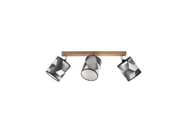 Plafonnier en Bois de Chêne Huilé et Papier peint Multicolore ,3xE27 Max.25W,ESPACIO,56748374