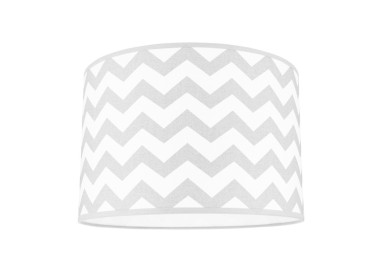 Abat-jour cylindrique E27 H40 Coton Blanc-Gris avec motif en zigzag,LOTTA,A0520