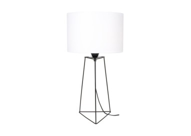 Lampe de Table en Métal Noir et Tissu Blanc ,1xE27 Max.25W,MARLENE,7682104