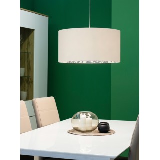 Suspension en Matière Synthétique Écru et Tissu Crème-Noir, 1xE27 Max.60W,SEPARATO,8045101