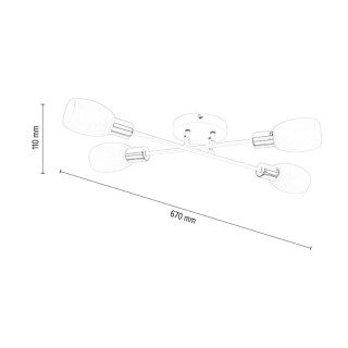 Plafonnier en Métal Satiné et Verre Blanc ,4xE14 Max.40W,TOSCA,9033427