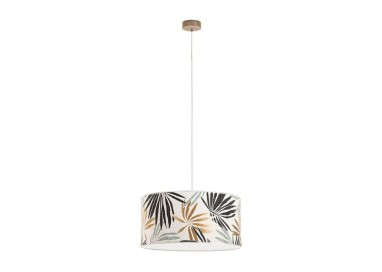 Suspension en Bois de Chêne Huilé et Papier peint Multicolore ,1xE27 Max.60W,HOJA,16470174