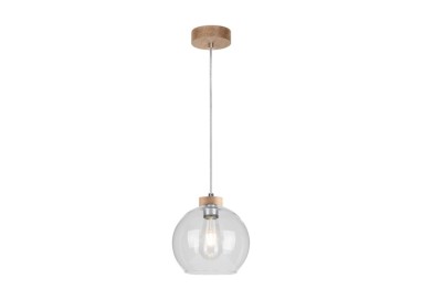Suspension en Bois de Chêne Huilé et Verre Transparent ,1xE27 Max.60W,LAGUNA WOOD,18710174