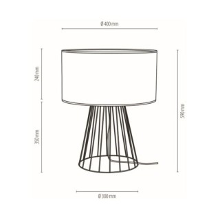 Lampe de Table en Métal Noir et Tissu Noir ,1xE27 Max.60W,SWAN,89349104