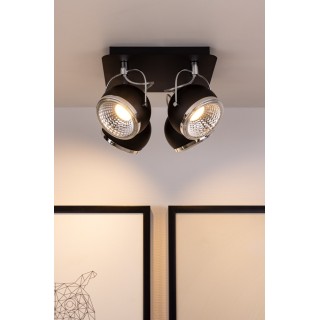 Modèle de Light Plafonnier Spot Balle 4 spots avec 4 ampoules LED GU10 5 W, 3000 K, métal chromé/noir 5009484