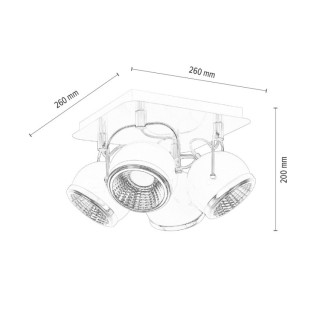 Modèle de Light Plafonnier Spot Balle 4 spots avec 4 ampoules LED GU10 5 W, 3000 K, métal chromé/noir 5009484