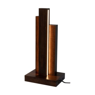 Lampe de Table en Bois de Hêtre couleur Noyer,3xLED 24V, 16W Intégrée,avec variateur tactile,MANHATTAN,7481976