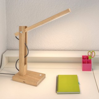 BRITOP,Lampe à Poser en Chêne Huilé, Design Scandinave, avec Variateur Tactile, TUKAN,7530174