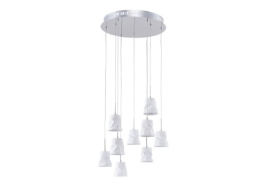 Suspension en Métal Chromé et Céramique Blanche ,9xG4 Max.20W,JOELLE,1870902