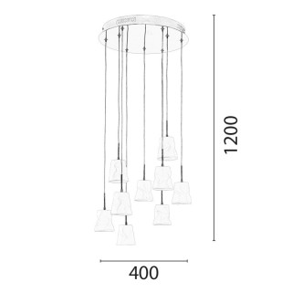 Suspension en Métal Chromé et Céramique Blanche ,9xG4 Max.20W,JOELLE,1870902