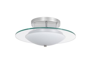 Plafonnier en Métal Chromé et Verre Blanc-Transparent ,1xLed 22W Intégrée,MINNESOTA,9250128