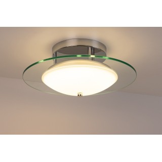 Plafonnier en Métal Chromé et Verre Blanc-Transparent ,1xLed 22W Intégrée,MINNESOTA,9250128