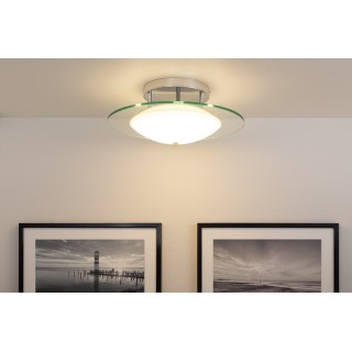 Plafonnier en Métal Chromé et Verre Blanc-Transparent ,1xLed 22W Intégrée,MINNESOTA,9250128