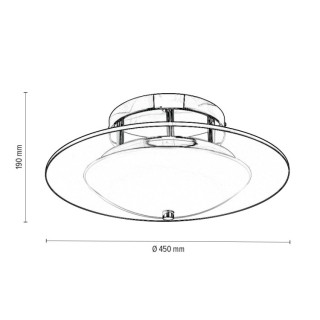 Plafonnier en Métal Chromé et Verre Blanc-Transparent ,1xLed 22W Intégrée,MINNESOTA,9250128