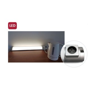 Réglette LED sous meuble cuisine 5W avec prise 2P+T – 260 lumens – 4000K – 449 mm – interrupteur intégré