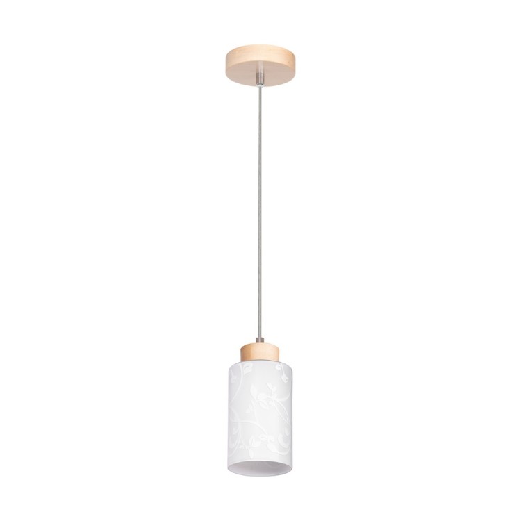 Flores Lampe Suspendue 1xE27 max. 60W Bois de Bouleau/Verre Blanc-Fleuri Flores Lampe Suspendue 1xE27 max. 60W Bois de Bouleau/Verre Blanc-Fleuri