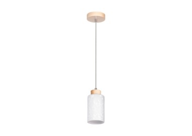 Flores Lampe Suspendue 1xE27 max. 60W Bois de Bouleau/Verre Blanc-Fleuri