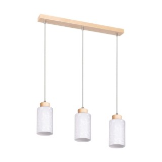 Flores Lampe Suspendue 3xE27 max. 60W Bois de Bouleau/Verre Blanc-Fleuri