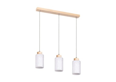 Flores Lampe Suspendue 3xE27 max. 60W Bois de Bouleau/Verre Blanc-Fleuri