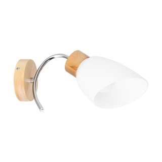 Viletta Applique 1xE27 max. 60W Bois de Bouleau/Métal Chromé/Verre Blanc