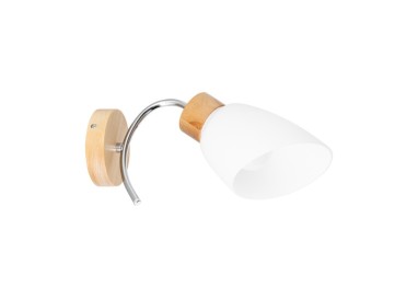 Viletta Applique 1xE27 max. 60W Bois de Bouleau/Métal Chromé/Verre Blanc