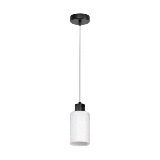 Flores Lampe Suspendue 1xE27 max. 60W Métal Noir/Câble Transparent/Verre Blanc-Fleuri