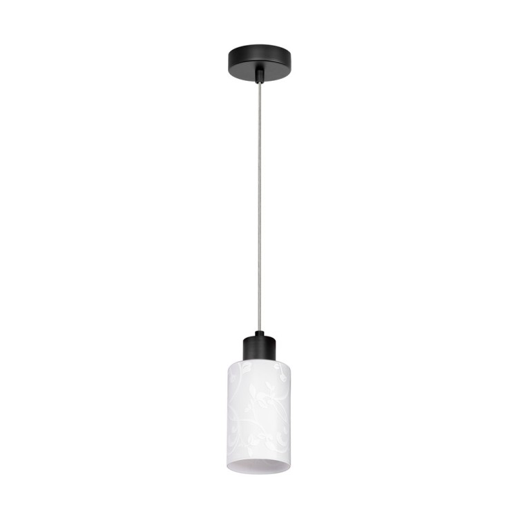 Flores Lampe Suspendue 1xE27 max. 60W Métal Noir/Câble Transparent/Verre Blanc-Fleuri Flores Lampe Suspendue 1xE27 max. 60W Métal Noir/Câble Transparent/Verre Blanc-Fleuri