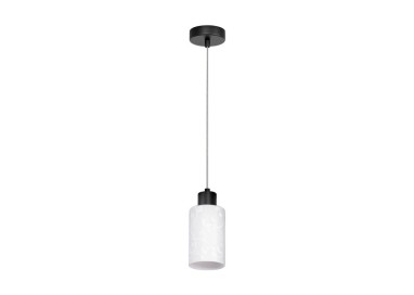 Flores Lampe Suspendue 1xE27 max. 60W Métal Noir/Câble Transparent/Verre Blanc-Fleuri