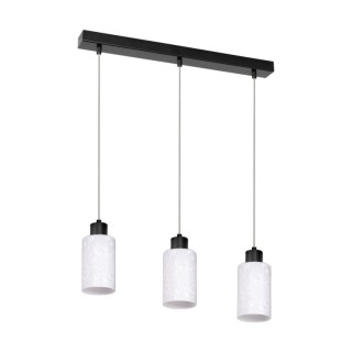 Flores Lampe Suspendue 3xE27 max. 60W Métal Noir/Verre Blanc-Fleuri