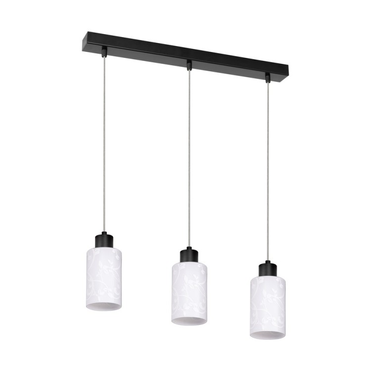 Flores Lampe Suspendue 3xE27 max. 60W Métal Noir/Verre Blanc-Fleuri Flores Lampe Suspendue 3xE27 max. 60W Métal Noir/Verre Blanc-Fleuri