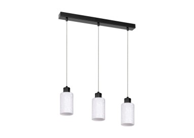 Flores Lampe Suspendue 3xE27 max. 60W Métal Noir/Verre Blanc-Fleuri