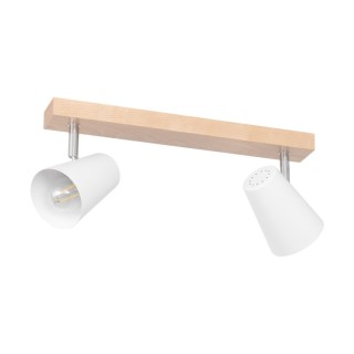 Astrid Plafonnier 2xE14 max. 40W Bois de Bouleau/Métal Blanc