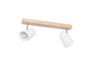 Astrid Plafonnier 2xE14 max. 40W Bois de Bouleau/Métal Blanc
