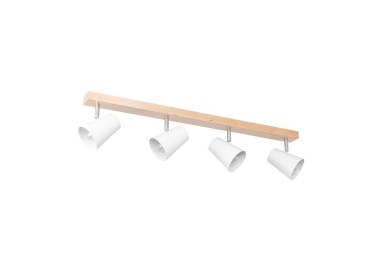 Astrid Plafonnier 4xE14 max. 40W Bois de Bouleau/Métal Blanc