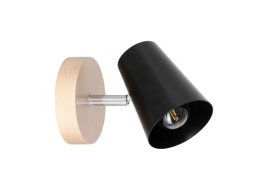 Astrid Applique 1xE14 max. 40W Bois de Bouleau/Métal Noir