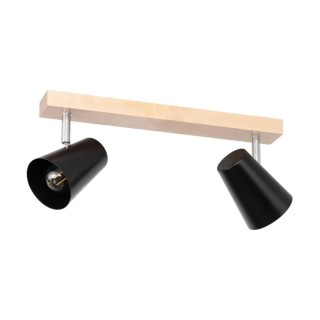 Astrid Plafonnier 2xE14 max. 40W Bois de Bouleau/Métal Noir