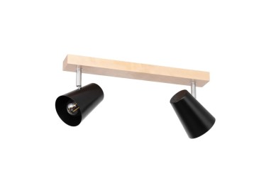 Astrid Plafonnier 2xE14 max. 40W Bois de Bouleau/Métal Noir