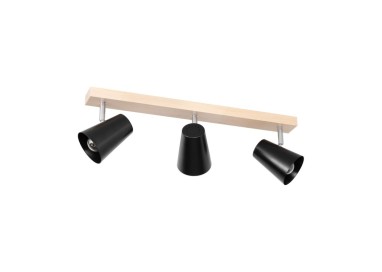 Astrid Plafonnier 3xE14 max. 40W Bois de Bouleau/Métal Noir