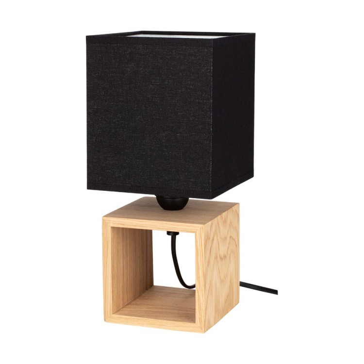 Monas Lampe de Table 1xE27 Max.25W Chêne Huilé/Câble en PVC Noir/Tissu Noir Monas Lampe de Table 1xE27 Max.25W Chêne Huilé/Câble en PVC Noir/Tissu Noir