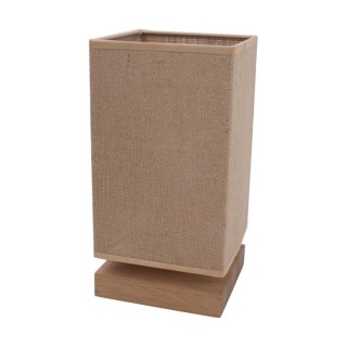 Canvas Lampe de Table 1xE27 Max.25W Chêne Huilé/Câble en PVC Noir/Tissu Beige