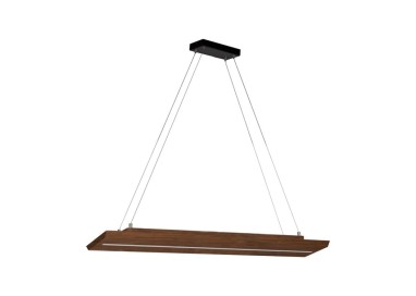 Tribe Lampe Suspendue 2x 11,5W LED 1829lm 3000K, 24V Intégré Métal Noir/Pin Teinté Noyer/Variateur Tactile