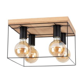 Gretter Plafonnier 4xE27 Max.60W Chêne huilé / Métal Noir