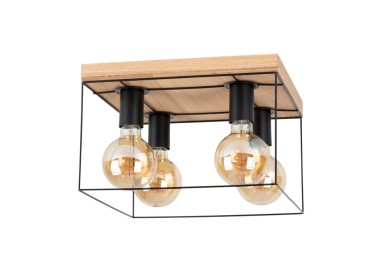 Gretter Plafonnier 4xE27 Max.60W Chêne huilé / Métal Noir