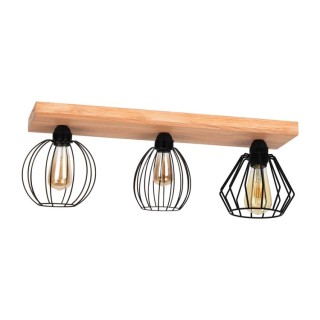Various Plafonnier 3xE27 Max.60W Pin Teinté Brun/Métal Noir