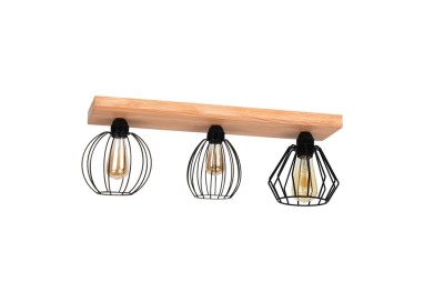 Various Plafonnier 3xE27 Max.60W Pin Teinté Brun/Métal Noir