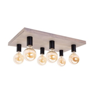 Lobo Plafonnier 6xE27 Max.15W Led Pin Teinté Gris/Métal Noir